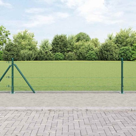 Zgrzewane ogrodzenie z 7 flanszowymi słupkami Zielonym 0.6x10 m Stal Lumarko!