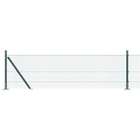 Zgrzewane ogrodzenie z 7 flanszowymi słupkami Zielonym 0.6x10 m Stal Lumarko!