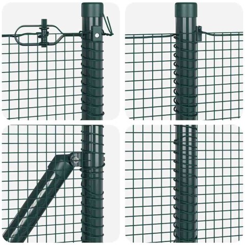 Zgrzewane ogrodzenie z 7 flanszowymi słupkami Zielonym 0.6x10 m Stal Lumarko!