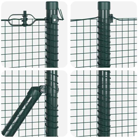 Zielone ogrodzenie z drutu spawanego z 13 flanszowymi słupkami 1x50 m stal Lumarko!