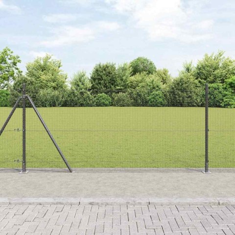 Ogrodzenie druciane z 13 słupkami z flanszami Szary 0.8x50 m Stal Lumarko!