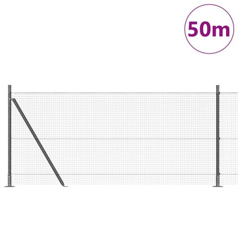 Ogrodzenie druciane z 13 słupkami z flanszami Szary 0.8x50 m Stal Lumarko!