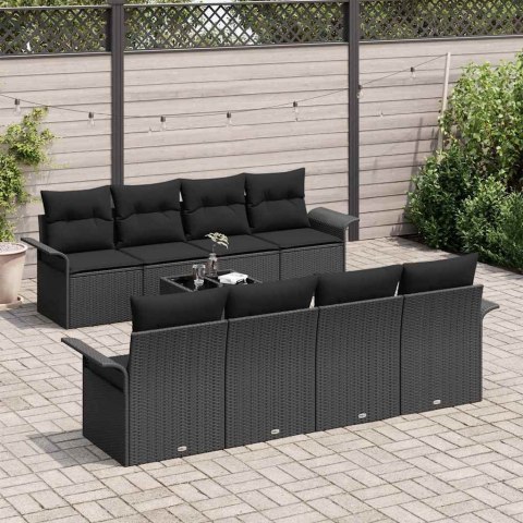Zestaw Sof na Ogród z poduszką 9 pcs Czarny 55 x 55 x 37 cm Lumarko!