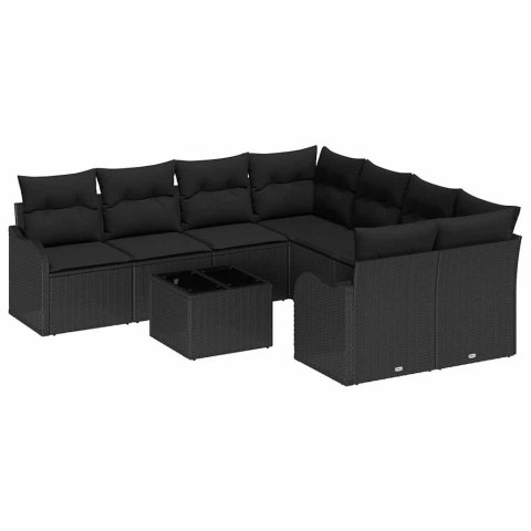 Zestaw Sof na Ogród z poduszką 9 pcs Czarny 55 x 55 x 37 cm Lumarko!
