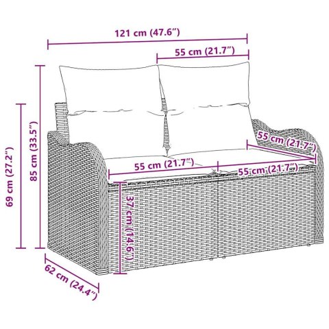 Zestaw Sof na Ogród z poduszką 10 pcs Szary Polirattan Lumarko!