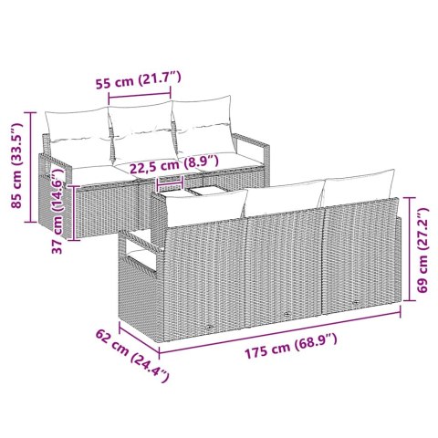 Zestaw wypoczynkowy 7-częściowy z poduszkami w kolorze szarym Lumarko!