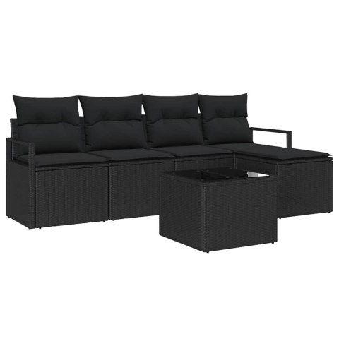 Zestaw Sof na Ogród z poduszką z przechowywaniem 6 pcs Czarny Lumarko!