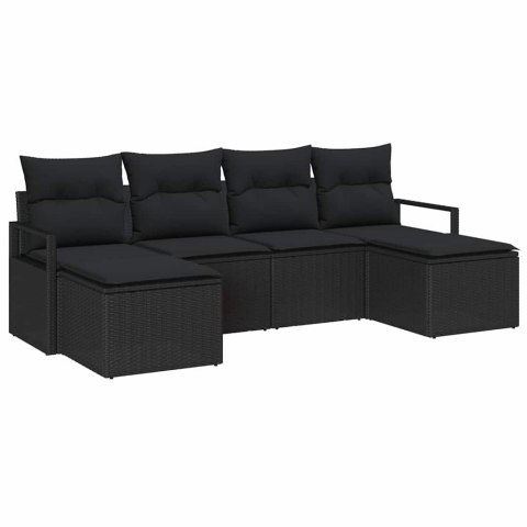 Zestaw Sof na Ogród z poduszką z przechowywaniem 6 pcs Czarny Lumarko!