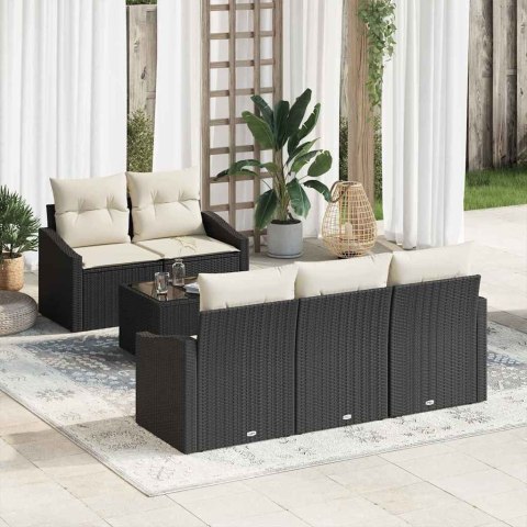 Zestaw Sof na Ogród 6 pcs Czarny, Kremowy 55 x 55 x 37 cm Lumarko!