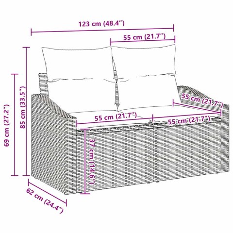 Zestaw Sof na Ogród z poduszką 7 pcs Szary 55 x 55 x 37 cm Lumarko!