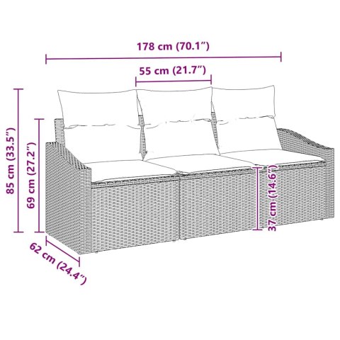 Zestaw Sof na Ogród z poduszką z przechowywaniem 3 pcs Czarny Lumarko!