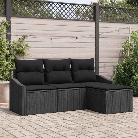 Zestaw Sof na Ogród z poduszką z przechowywaniem 4 pcs Czarny Lumarko!
