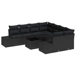 Zestaw Sof na Ogród z poduszką 9 pcs Czarny 55 x 55 x 37 cm Lumarko!