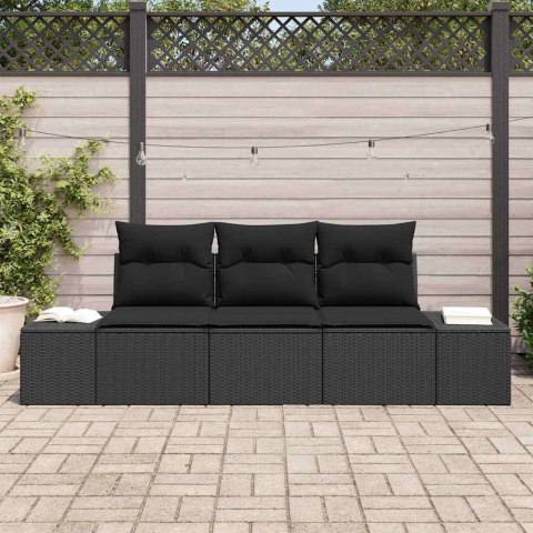 Zestaw Sof na Ogród z poduszką z przechowywaniem 3 pcs Czarny Lumarko!