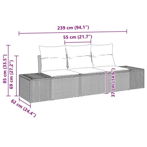 Zestaw Sof na Ogród z poduszką z przechowywaniem 3 pcs Czarny Lumarko!