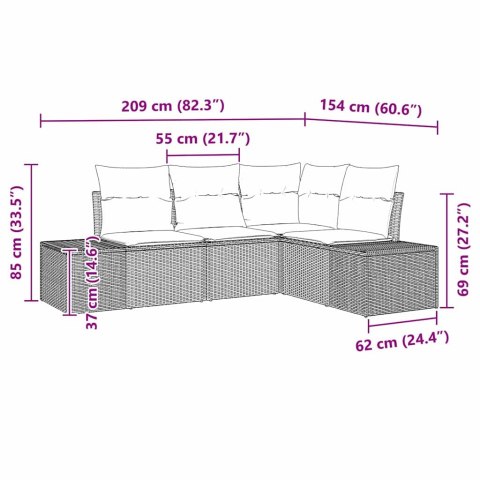 Zestaw Sof na Ogród z poduszką 4 pcs Beżowy, jasnoszary Lumarko!