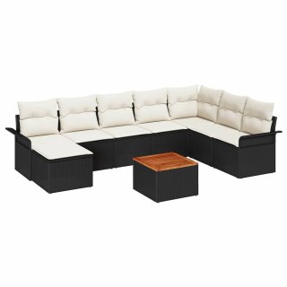 Zestaw Sof na Ogród z poduszką 9 pcs Czarny, Kremowy Lumarko!