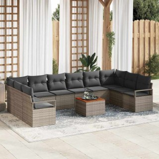 Zestaw sof ogrodowych 11 pcs Szary rattan & szkło hartowane Lumarko!
