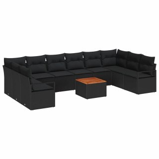 Zestaw sofy ogrodowej 11 pcs Czarny Technorattan Lumarko!