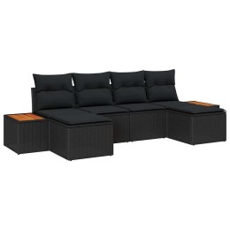 Zestaw Sof na Ogród 6 pcs Czarny 184 x 62 x 85 cm Polirattan Lumarko!