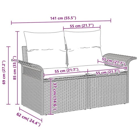Zestaw Sof na Ogród 11 pcs Beżowy 100 x 55 x 73 cm Polirattan Lumarko!