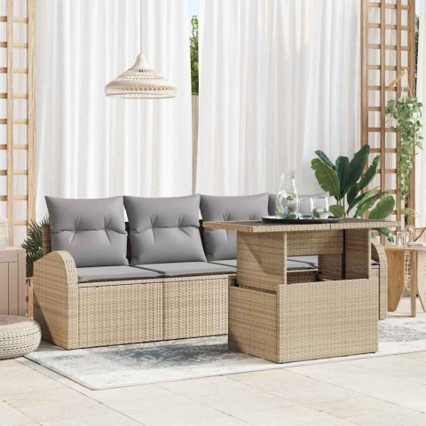 Zestaw Sof na Ogród 5 pcs Beżowy 100 x 55 x 73 cm Polirattan Lumarko!