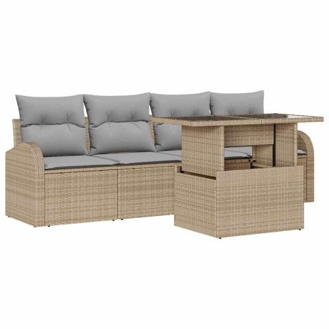 Zestaw Sof na Ogród 5 pcs Beżowy 100 x 55 x 73 cm Polirattan Lumarko!