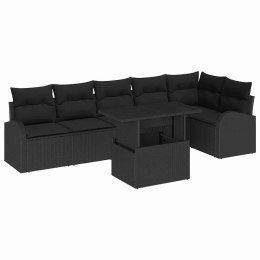 Zestaw Sof na Ogród 7 pcs Czarny 100 x 55 x 73 cm Polirattan Lumarko!