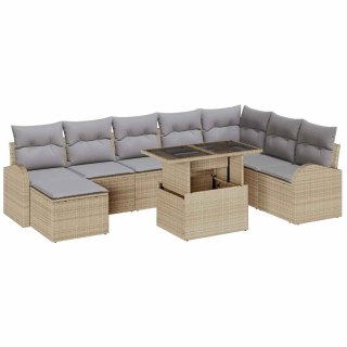 Zestaw Sof na Ogród z przechowywaniem 9 pcs Beżowy Polirattan Lumarko!