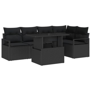 Zestaw Sof na Ogród z przechowywaniem 6 pcs Czarny Polirattan Lumarko!