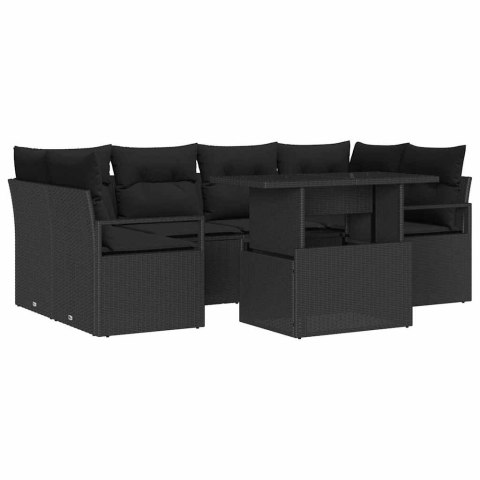 Zestaw Sof na Ogród z przechowywaniem 7 pcs Czarny Polirattan Lumarko!