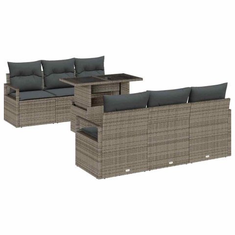 Zestaw Sof na Ogród z przechowywaniem 7 pcs Szary Polirattan Lumarko!