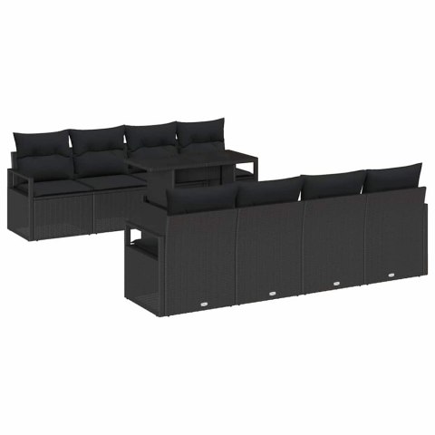 Zestaw Sof na Ogród z przechowywaniem 9 pcs Czarny Polirattan Lumarko!
