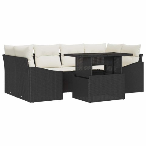 Zestaw Sof na Ogród z przechowywaniem 7 pcs Czarny Polirattan Lumarko!