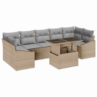 Zestaw Sof na Ogród z przechowywaniem 8 pcs Beżowy Polirattan Lumarko!