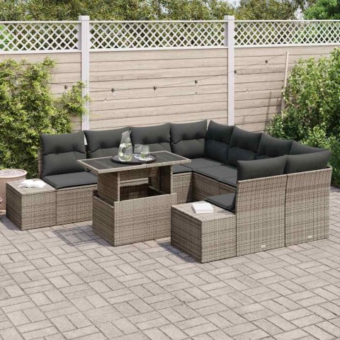 Zestaw Sof na Ogród z poduszką 9 pcs Szary 100 x 55 x 73 cm Lumarko!