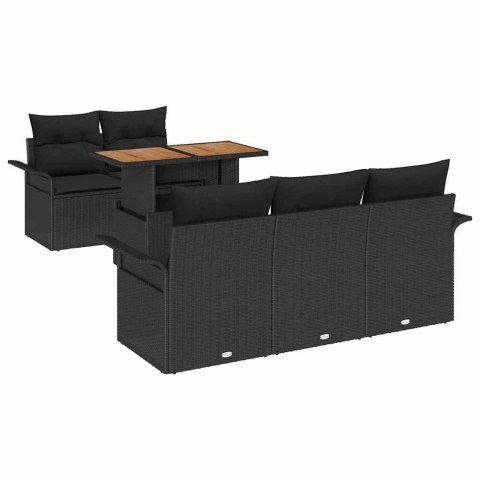 Zestaw Sof na Ogród z przechowywaniem 6 pcs Czarny Polirattan Lumarko!