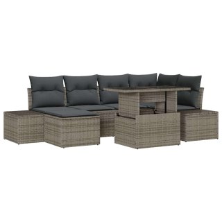 Zestaw Sof na Ogród z przechowywaniem 7 pcs Szary Polirattan Lumarko!