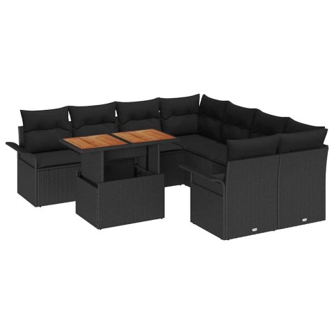 Zestaw Sof na Ogród z przechowywaniem 9 pcs Czarny Polirattan Lumarko!