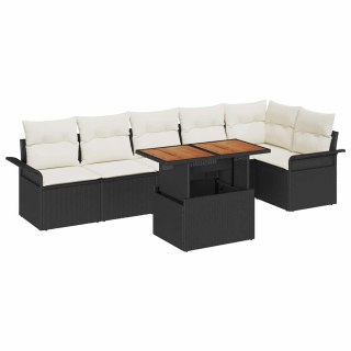 Zestaw Sof na Ogród z przechowywaniem 7 pcs Czarny Polirattan Lumarko!