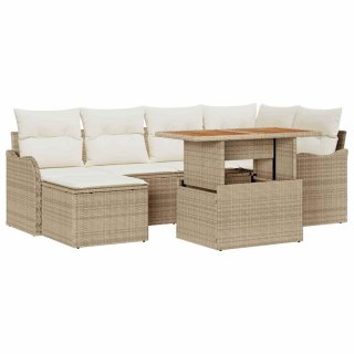 Zestaw Sof na Ogród z przechowywaniem 7 pcs Beżowy Polirattan Lumarko!