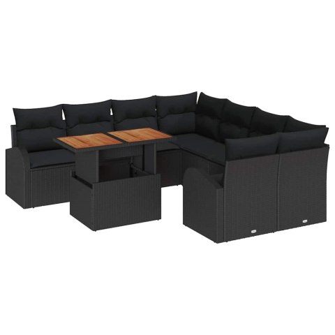 Zestaw Sof na Ogród z przechowywaniem 9 pcs Czarny Polirattan Lumarko!