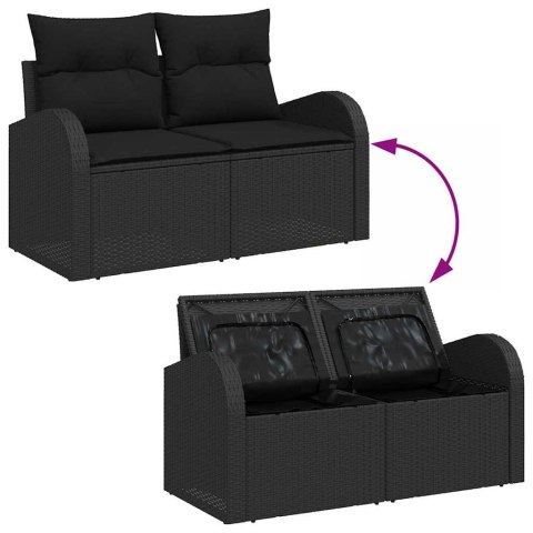 Zestaw Sof na Ogród z przechowywaniem 9 pcs Czarny Polirattan Lumarko!