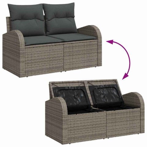 Zestaw Sof na Ogród z przechowywaniem 9 pcs Szary Polirattan Lumarko!