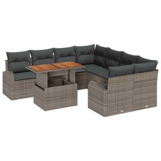 Zestaw Sof na Ogród z przechowywaniem 9 pcs Szary Polirattan Lumarko!