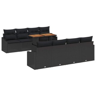 Zestaw Sof na Ogród z przechowywaniem 9 pcs Czarny Polirattan Lumarko!