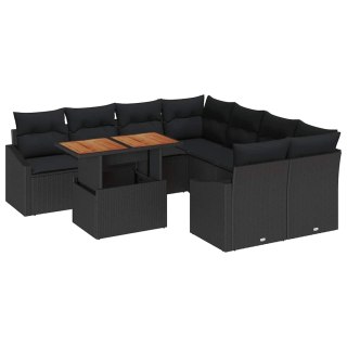 Zestaw Sof na Ogród z przechowywaniem 9 pcs Czarny Polirattan Lumarko!