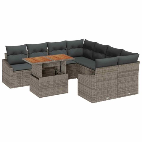 Zestaw Sof na Ogród z przechowywaniem 9 pcs Szary Polirattan Lumarko!