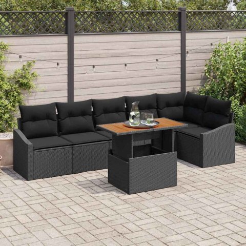 Zestaw Sof na Ogród z przechowywaniem 7 pcs Czarny Polirattan Lumarko!