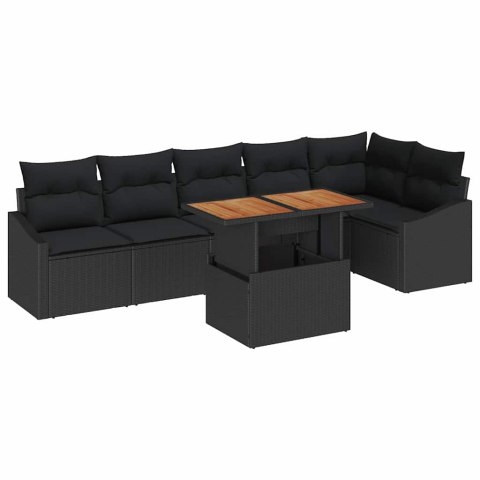 Zestaw Sof na Ogród z przechowywaniem 7 pcs Czarny Polirattan Lumarko!